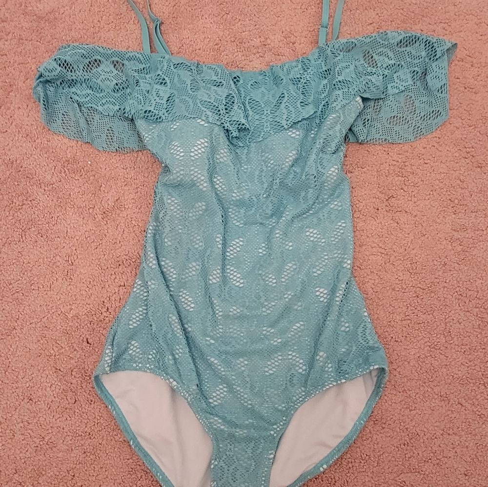 One Piece Off Shoulder Lace Swimsuit
